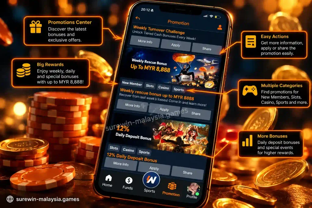 sureWin bonuses and promotions Malaysia